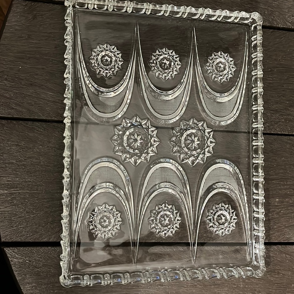 Patterned Glass Dish 12”x9”